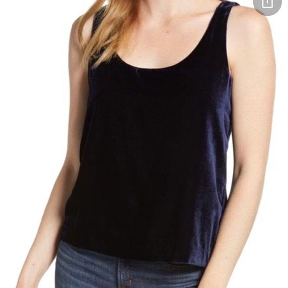 J. Crew Tops - J. Crew Velvet Tank Top - Navy - 4